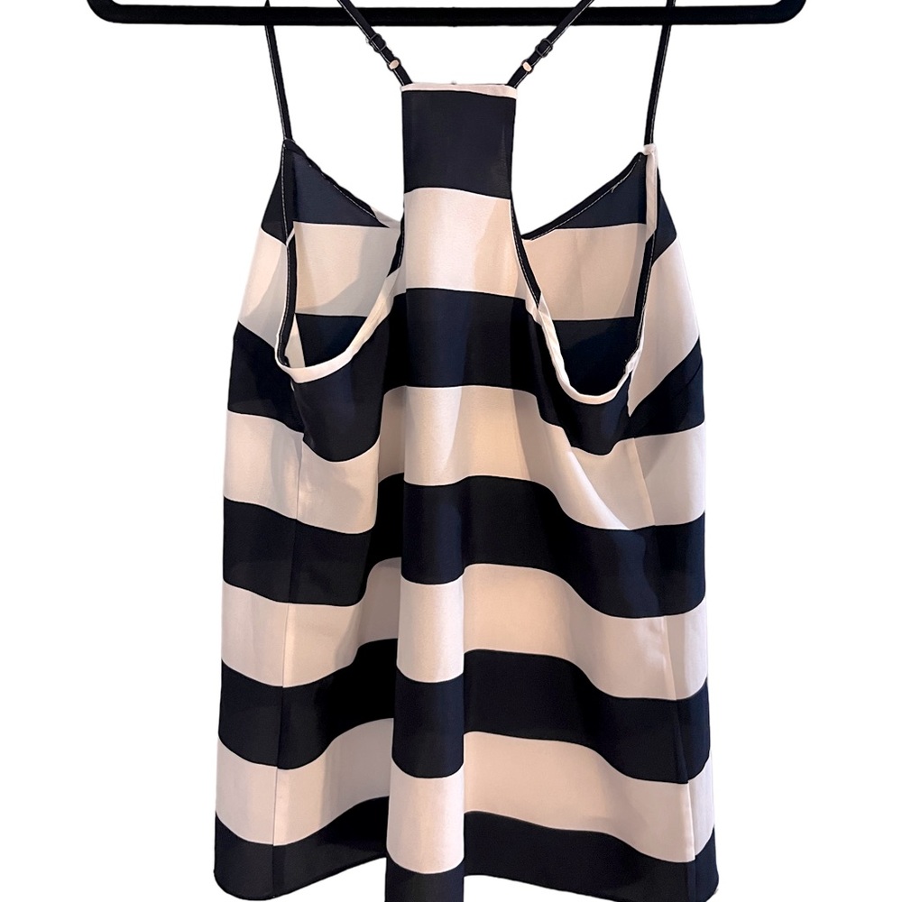 J Crew Camisole Size 6 poly navy white striped